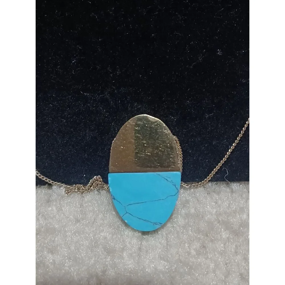 BANANA REPUBLIC Gold-Toned Chain w/ Turquoise-Colored Pendant, 30